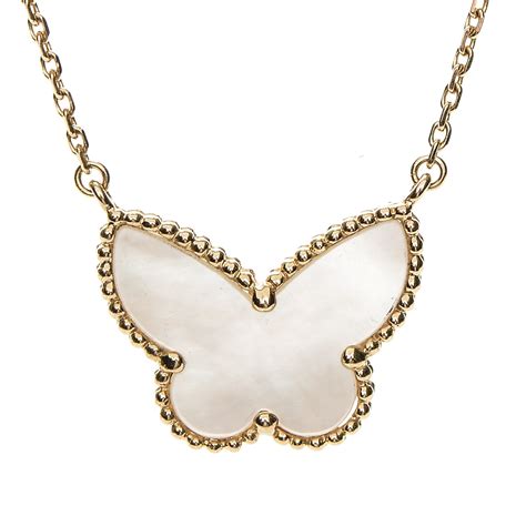 van cleef arpels alhambra butterfly necklace white mother-of-pearl replica|van cleef alhambra necklace dupe.